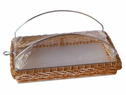 expositor em vime com tampa de inox